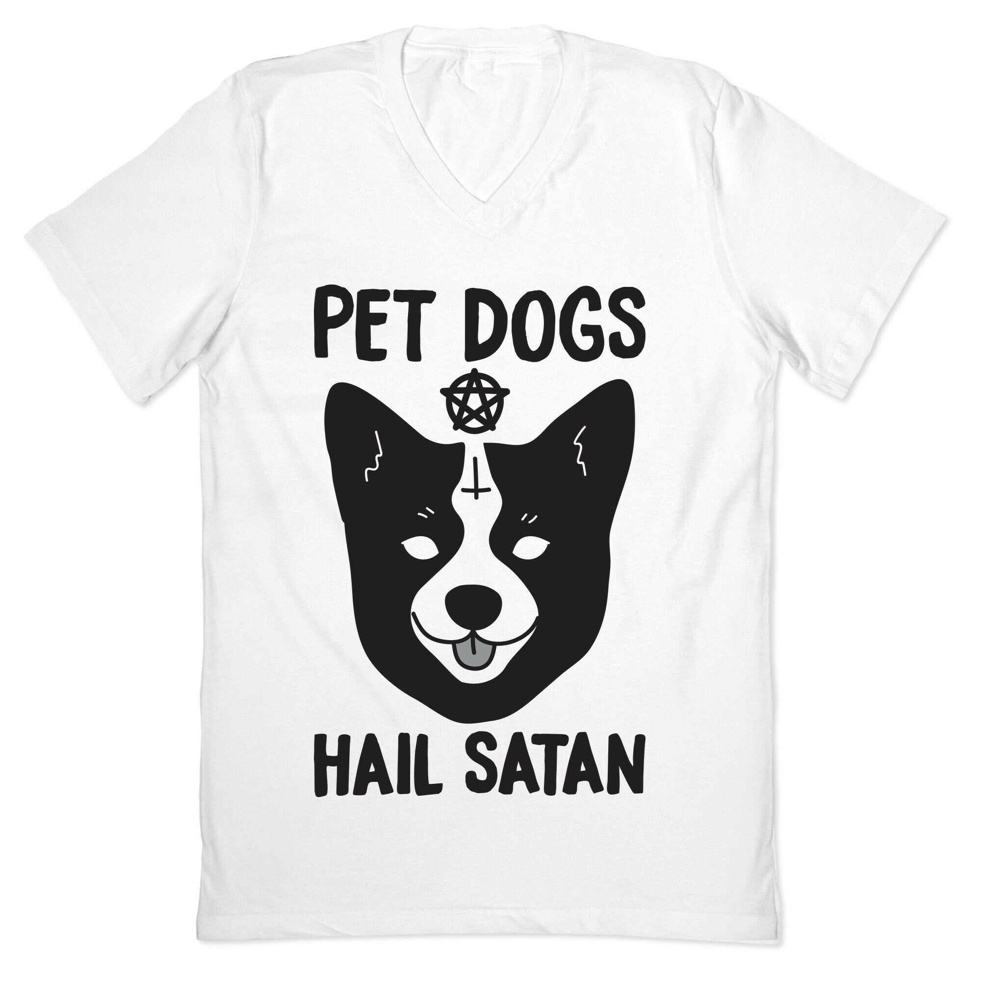 Pet Dogs Hail Satan Corgi V-Neck