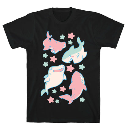 Happy Shark Pattern  T-Shirt