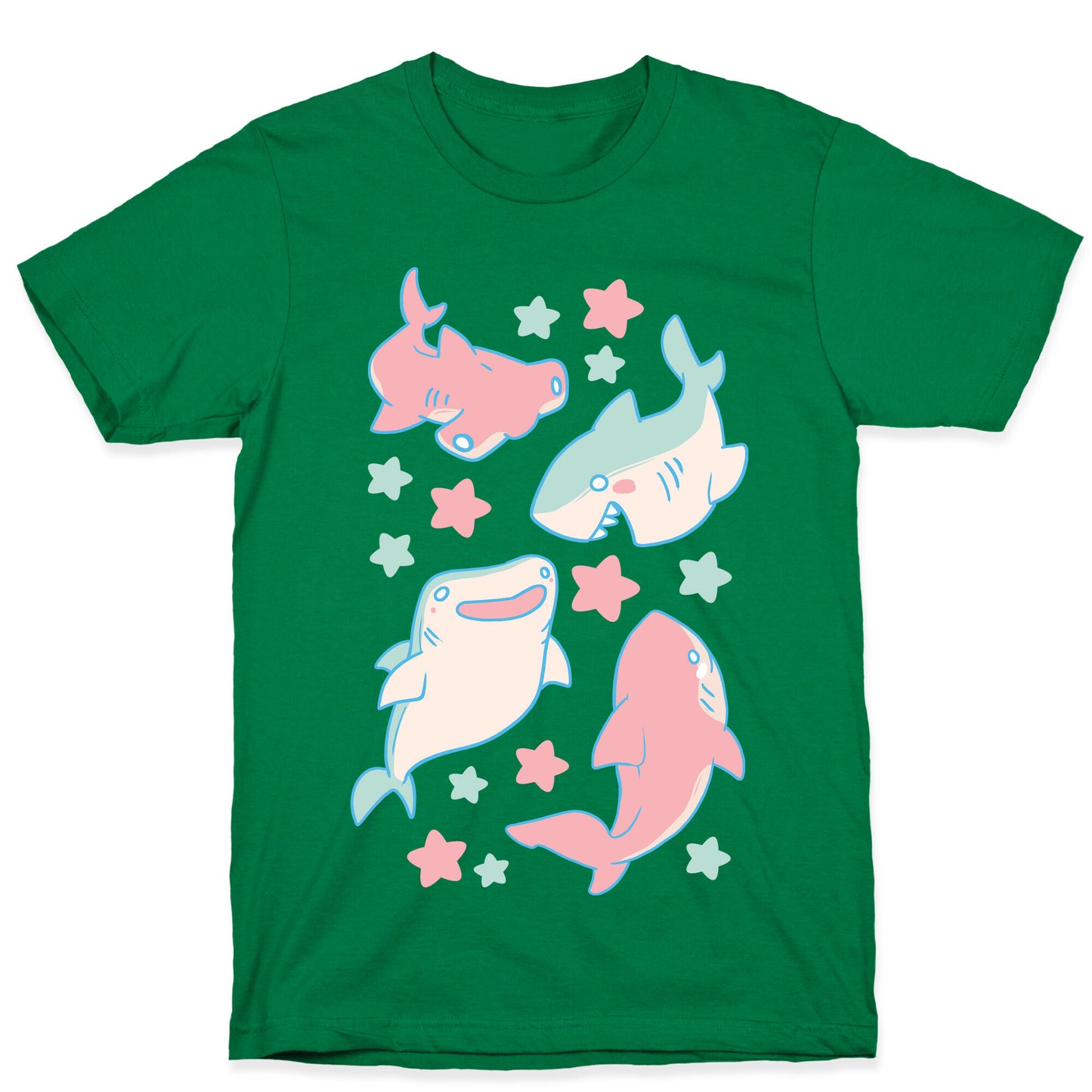 Happy Shark Pattern  T-Shirt
