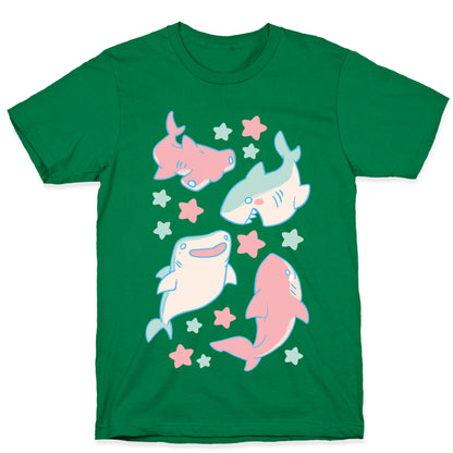 Happy Shark Pattern  T-Shirt