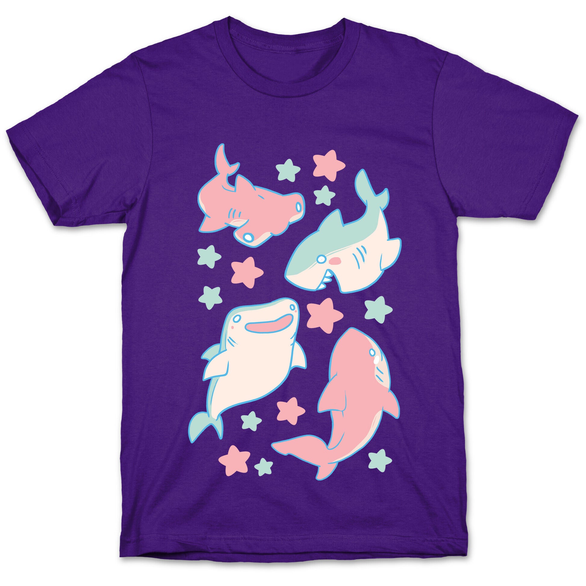 Happy Shark Pattern  T-Shirt