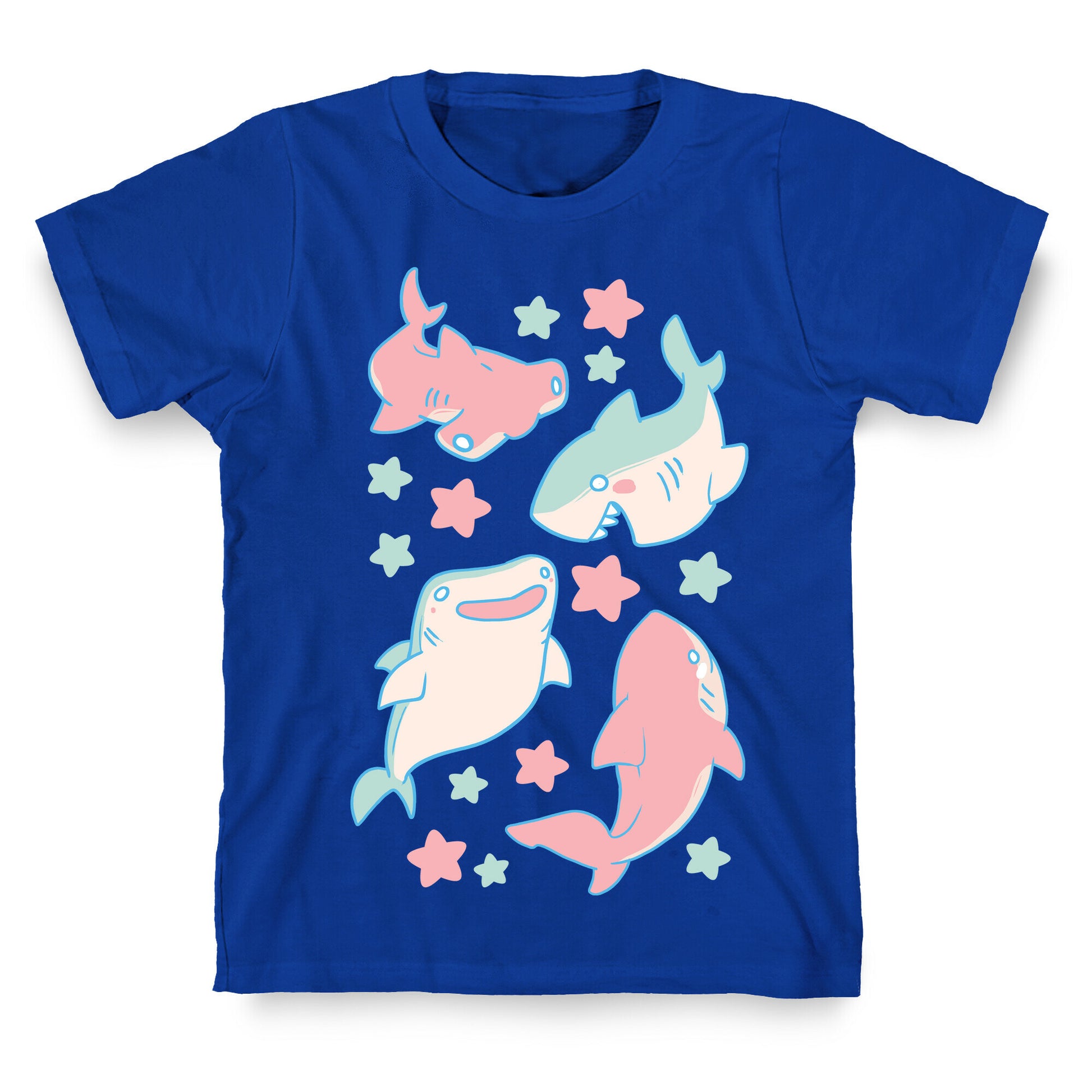 Happy Shark Pattern  T-Shirt