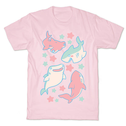 Happy Shark Pattern  T-Shirt