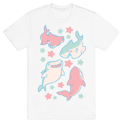 Happy Shark Pattern  T-Shirt