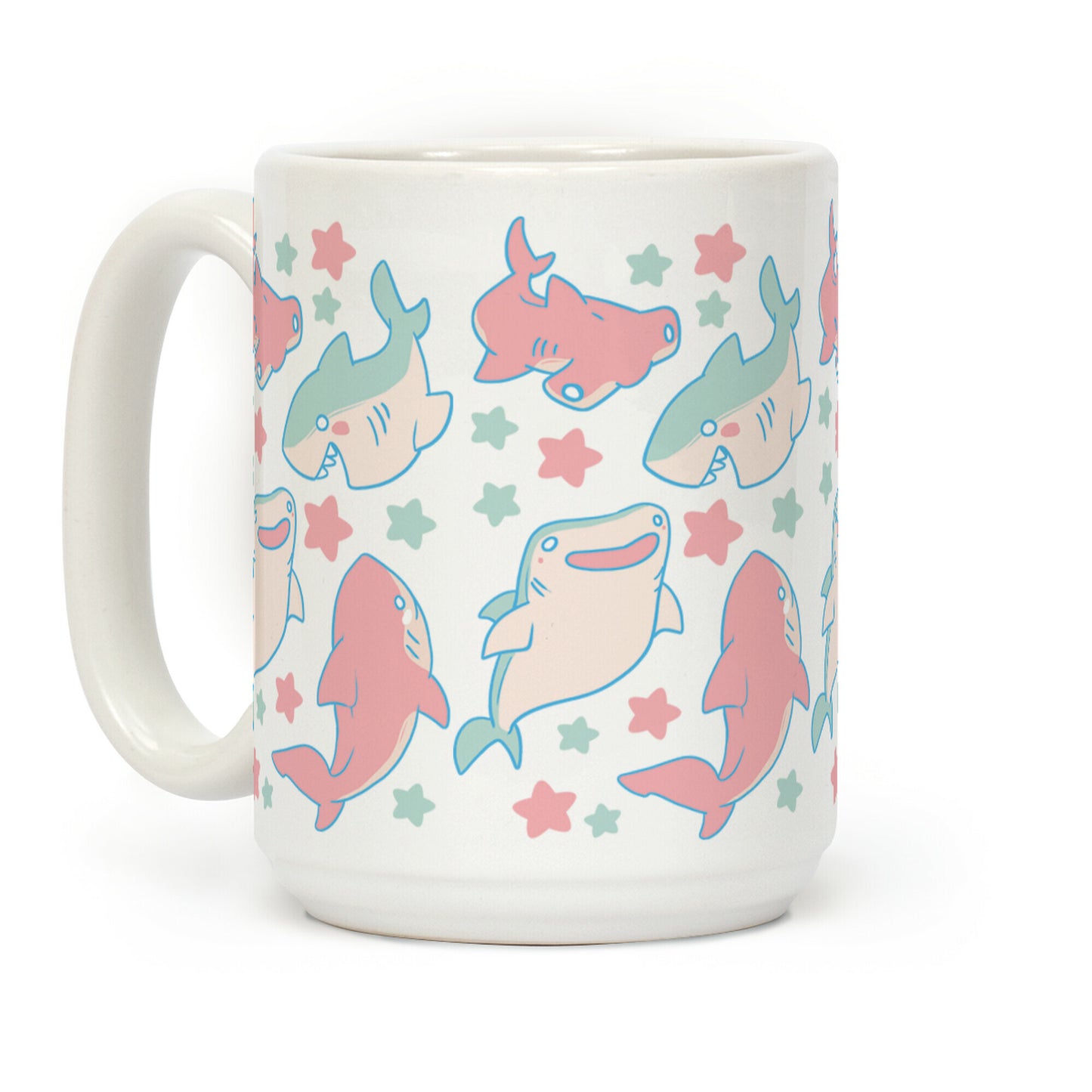 Happy Shark Pattern Coffee Mug