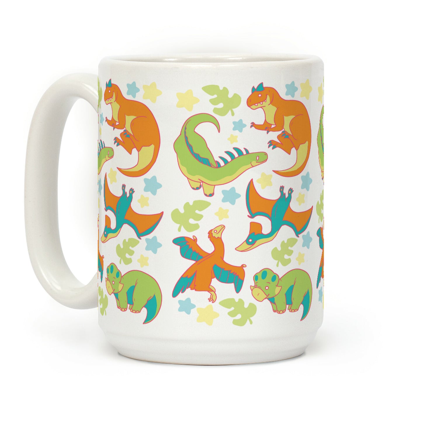 Funky Dinosaur Friends Pattern Coffee Mug