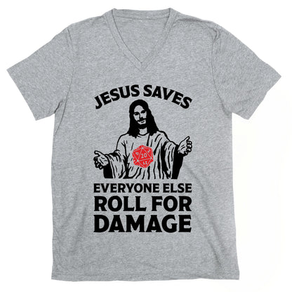 Jesus Saves Everyone Else Roll For Damage V-Neck