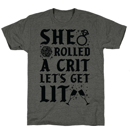 She Rolled a Crit Lets Get Lit Wedding Unisex Triblend Tee