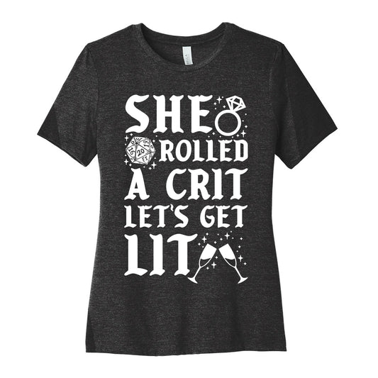 She Rolled a Crit Lets Get Lit Wedding Women's Cotton Tee