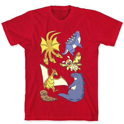 Godzilla and Friends Pattern T-Shirt