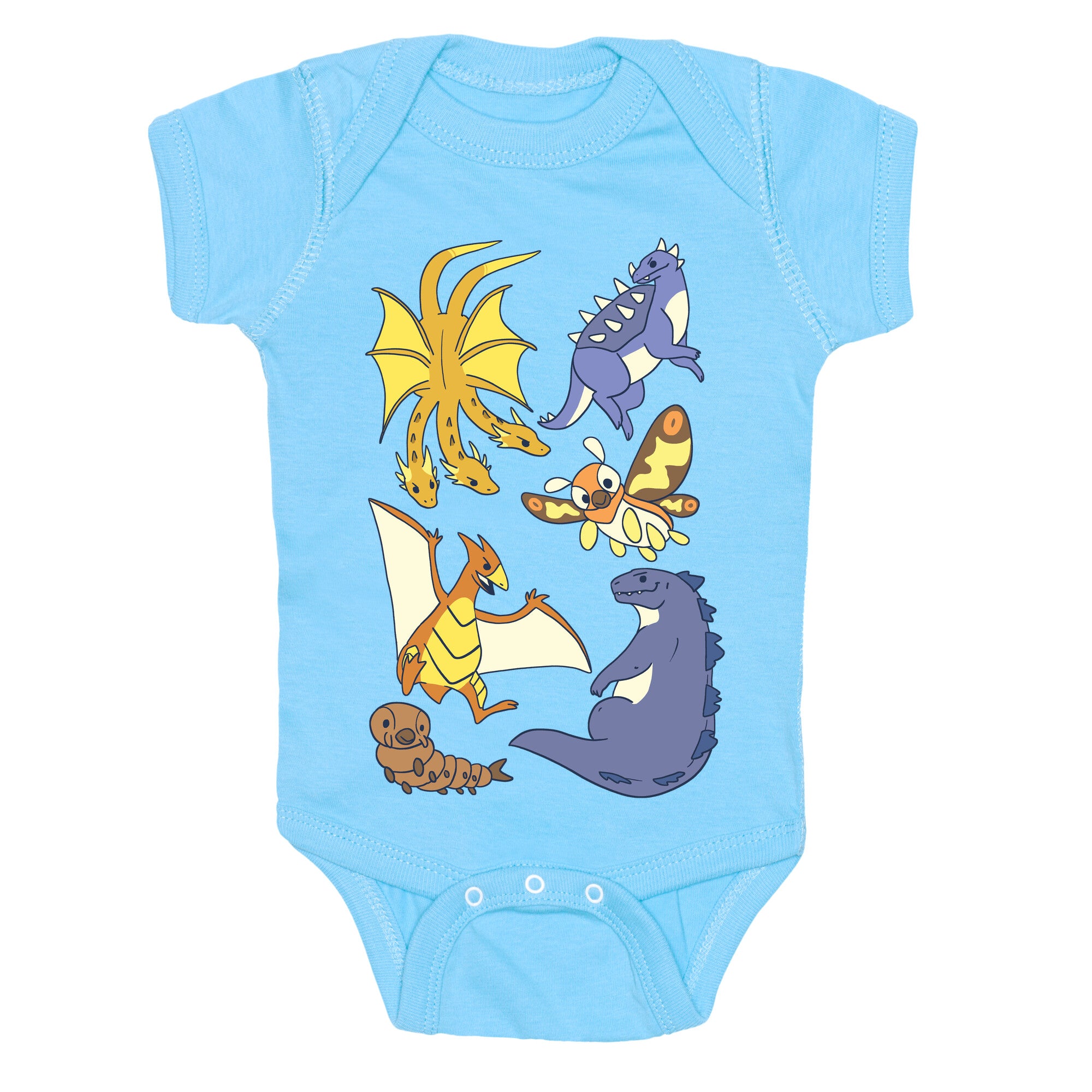 Godzilla and Friends Pattern Baby One Piece