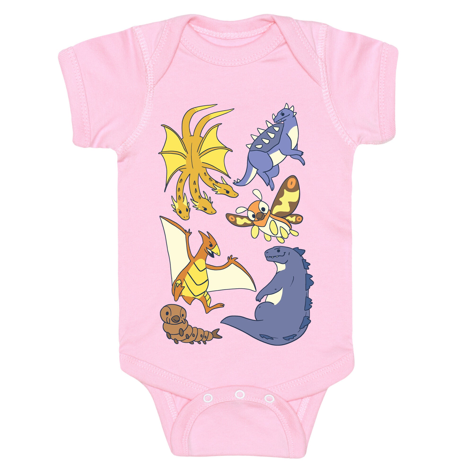 Godzilla and Friends Pattern Baby One Piece