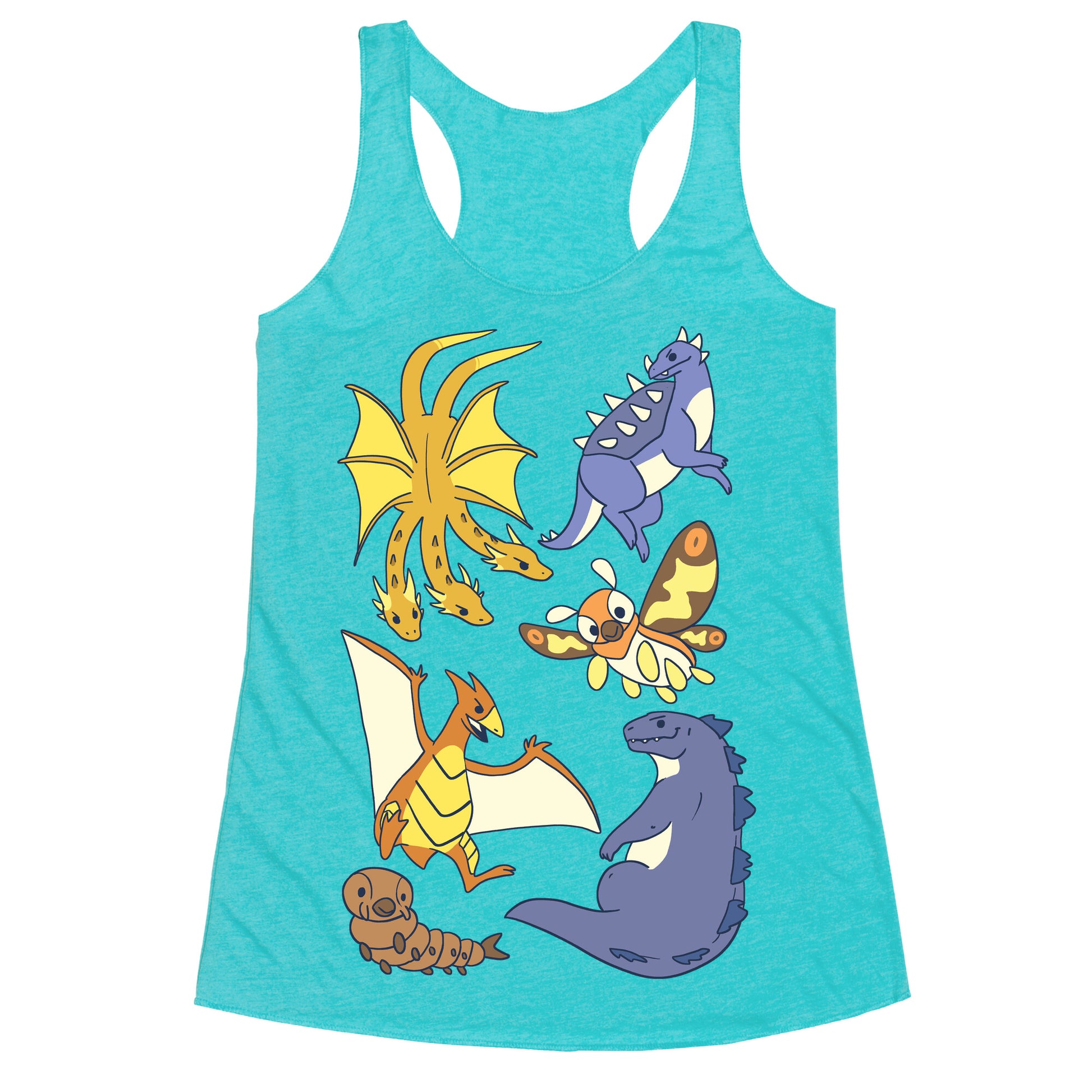Godzilla and Friends Pattern Racerback Tank