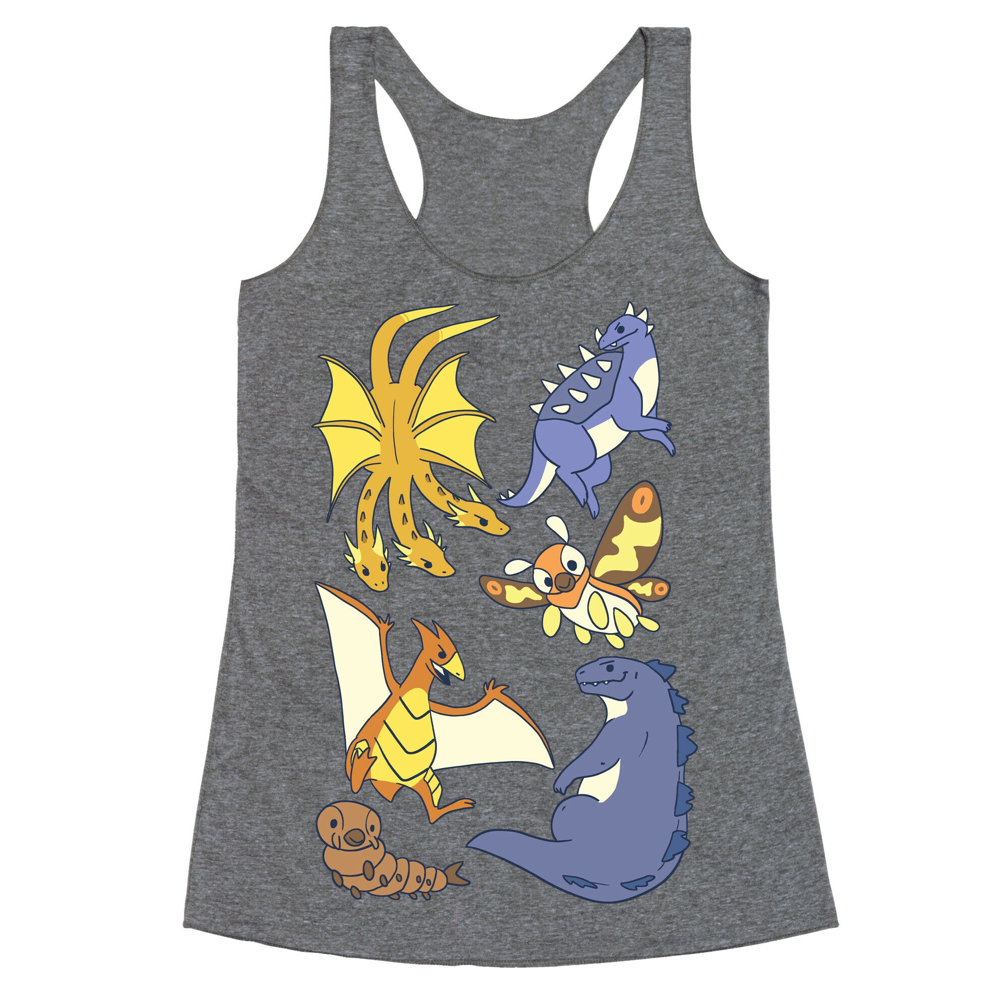 Godzilla and Friends Pattern Racerback Tank