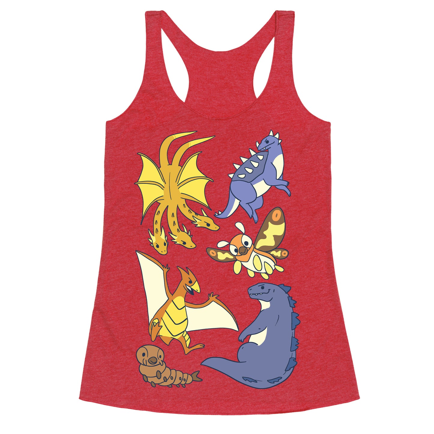 Godzilla and Friends Pattern Racerback Tank