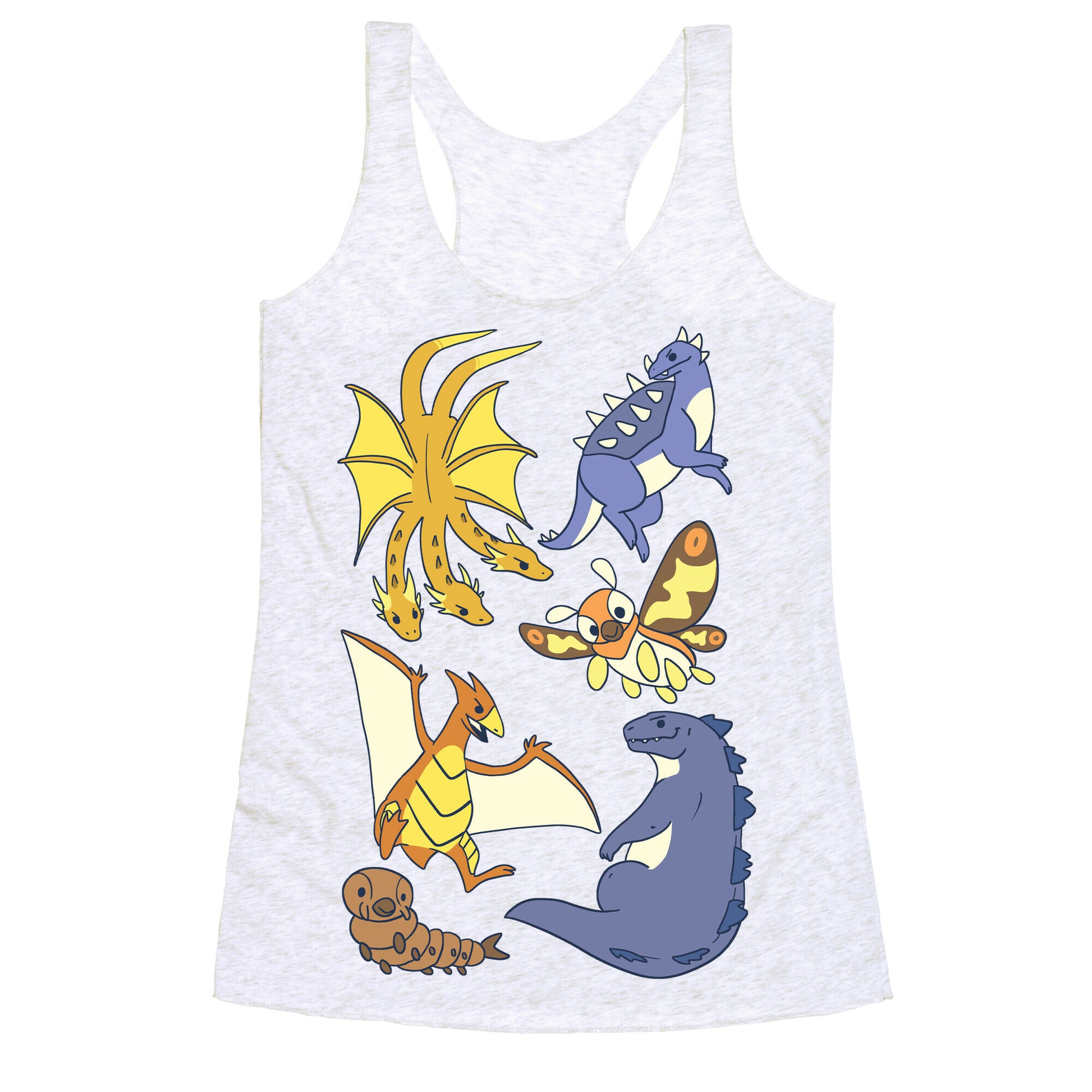 Godzilla and Friends Pattern Racerback Tank