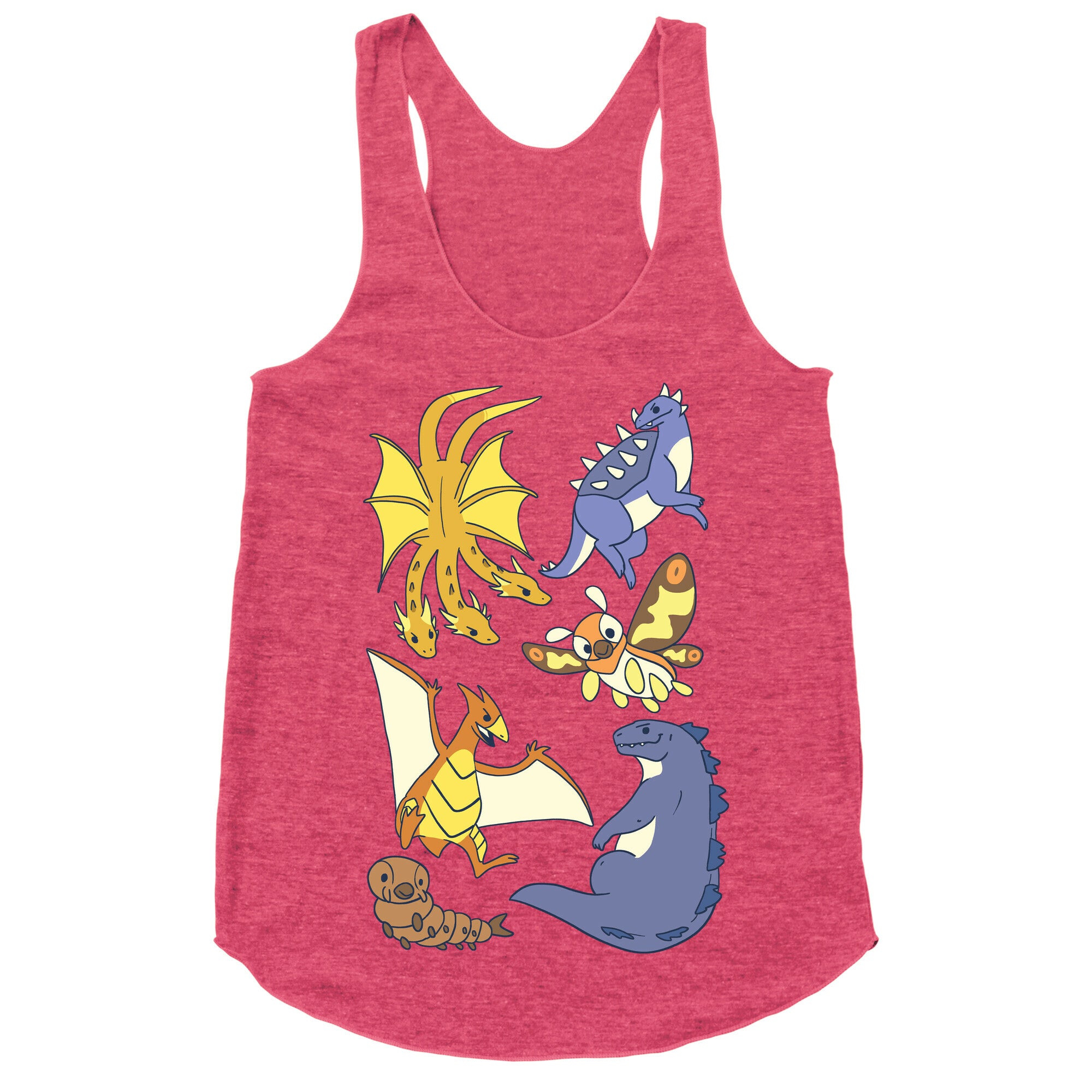 Godzilla and Friends Pattern Racerback Tank