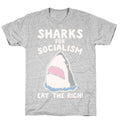 Sharks For Socialism Parody White Print T-Shirt