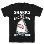 Sharks For Socialism Parody White Print T-Shirt
