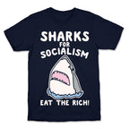Sharks For Socialism Parody White Print T-Shirt