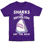 Sharks For Socialism Parody White Print T-Shirt