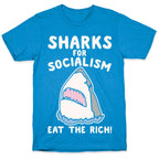 Sharks For Socialism Parody White Print T-Shirt