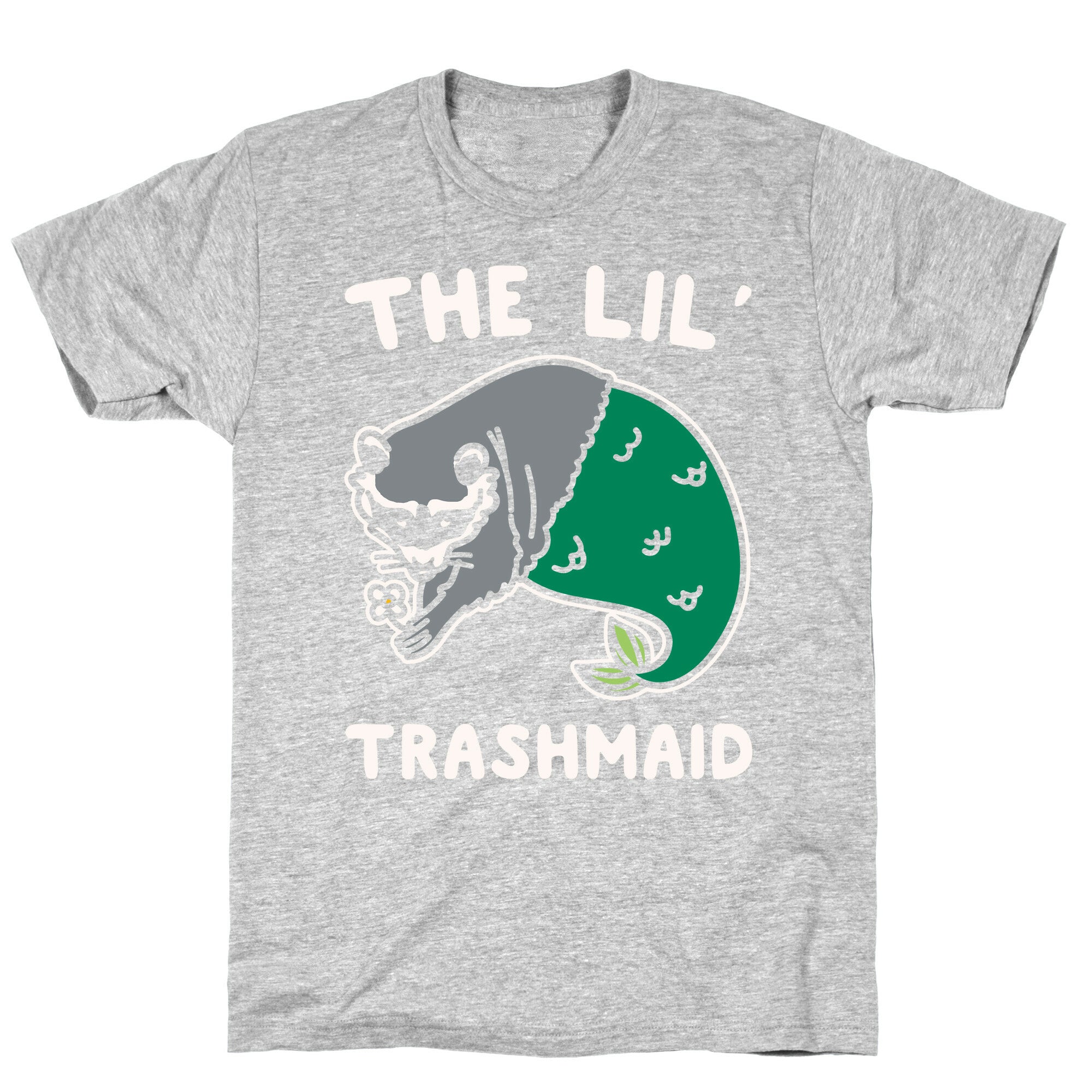 The Lil' Trashmaid Raccoon Mermaid Parody White Print T-Shirt