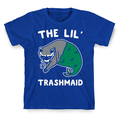 The Lil' Trashmaid Raccoon Mermaid Parody White Print T-Shirt