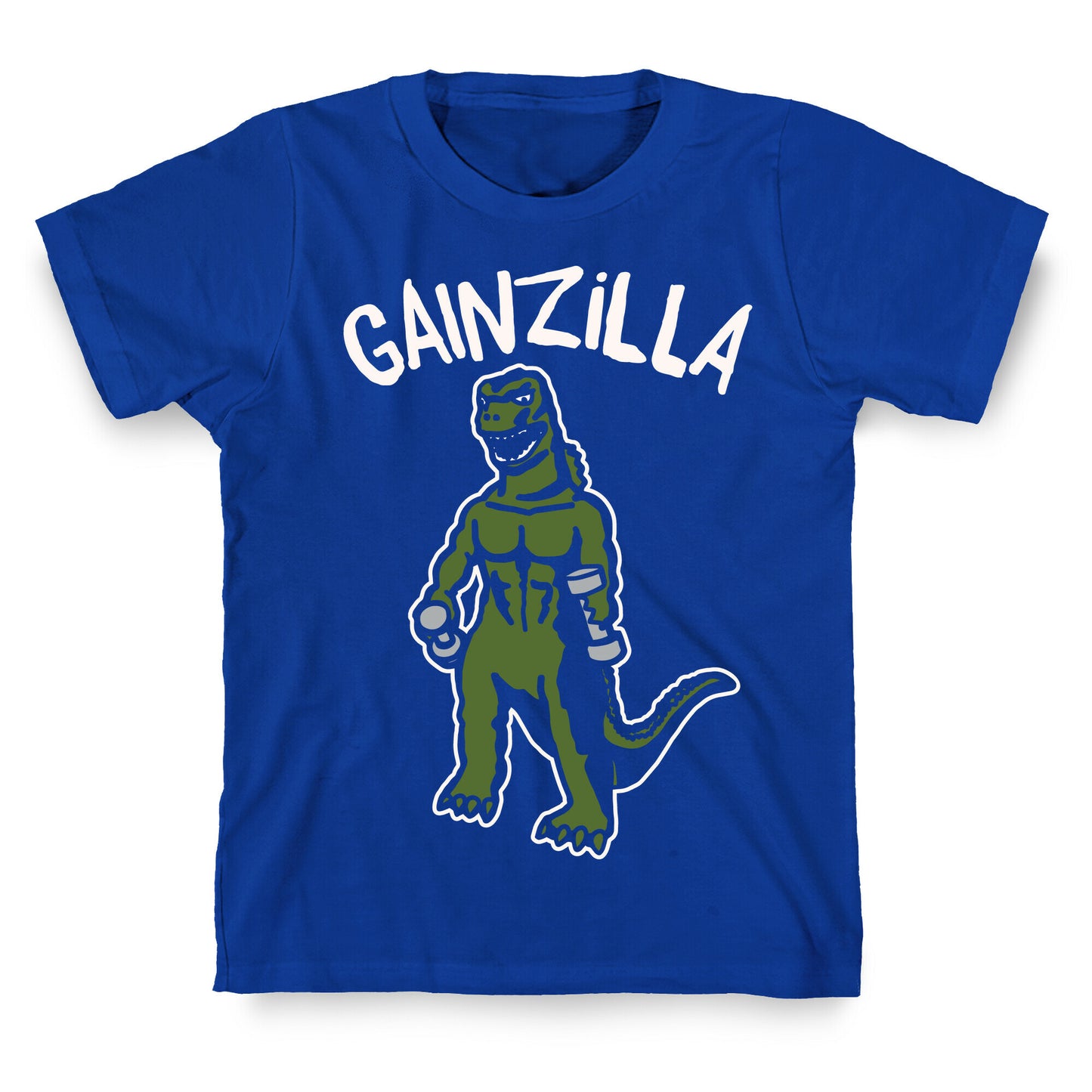 Gainzilla Lifting Parody White Print T-Shirt