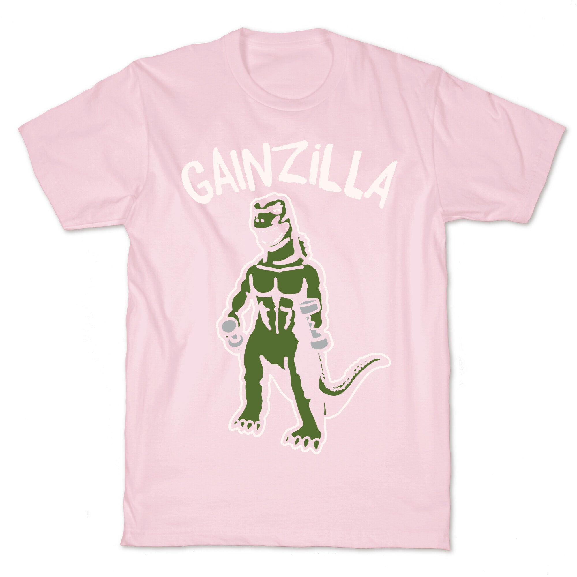 Gainzilla Lifting Parody White Print T-Shirt