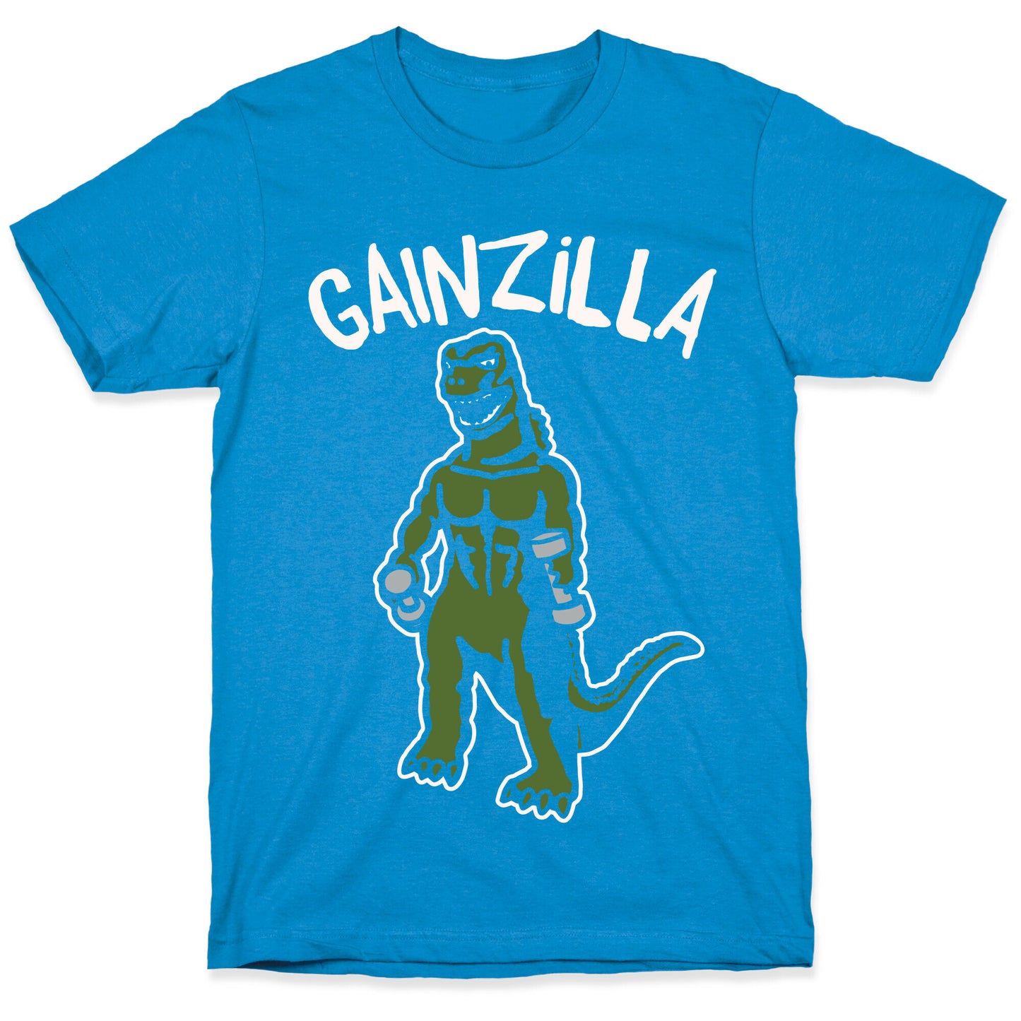 Gainzilla Lifting Parody White Print T-Shirt
