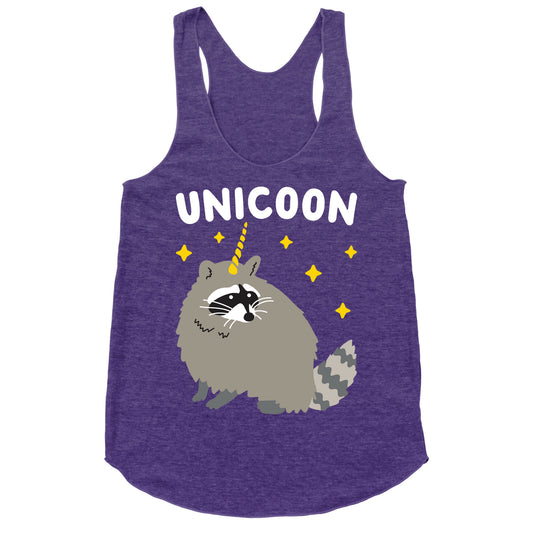Unicoon Raccoon Unicorn  Racerback Tank