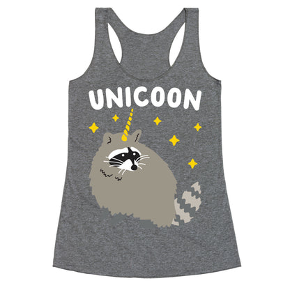 Unicoon Raccoon Unicorn  Racerback Tank