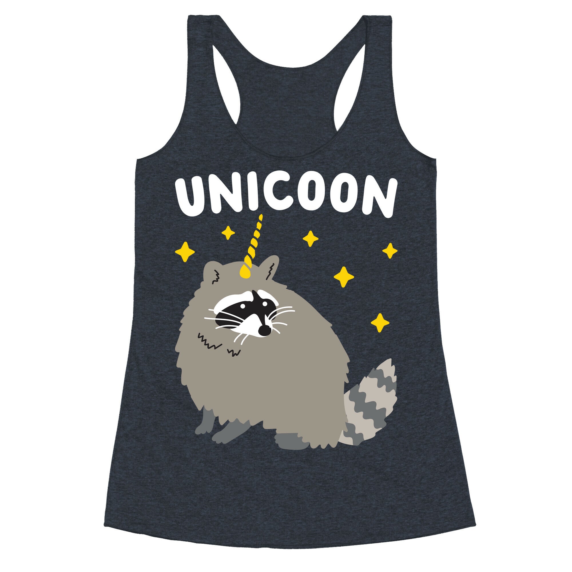 Unicoon Raccoon Unicorn  Racerback Tank