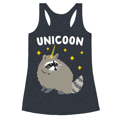 Unicoon Raccoon Unicorn  Racerback Tank