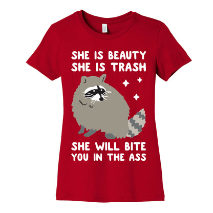 She Is Beauty She Is Trash Raccoon Women's Cotton Tee