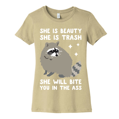 She Is Beauty She Is Trash Raccoon Women's Cotton Tee