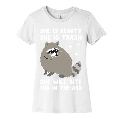 She Is Beauty She Is Trash Raccoon Women's Cotton Tee