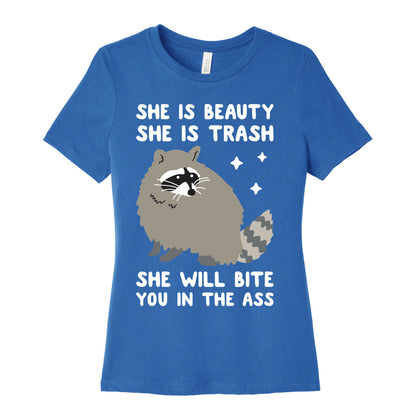 She Is Beauty She Is Trash Raccoon Women's Cotton Tee