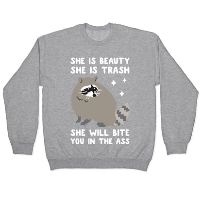 She Is Beauty She Is Trash Raccoon Crewneck Sweatshirt