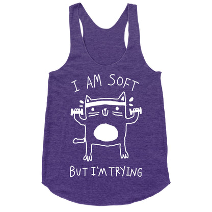 I'm Soft But I'm Trying Gym Cat Racerback Tank