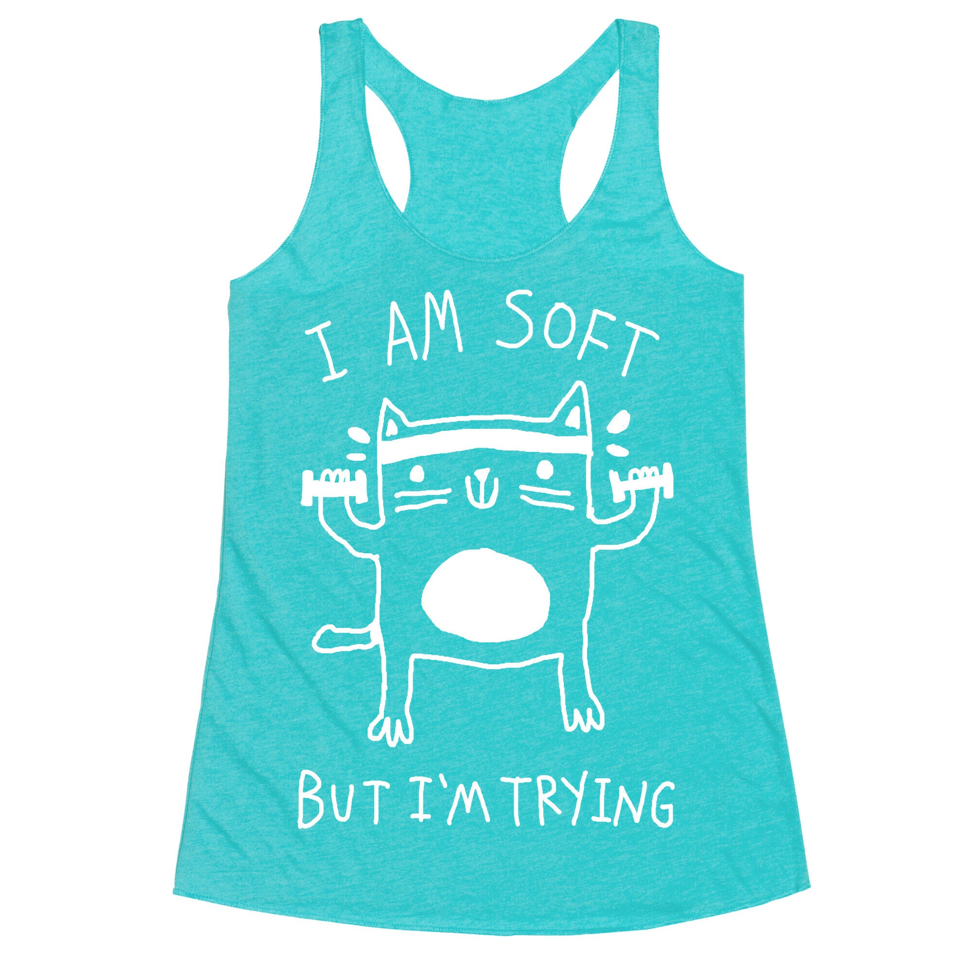 I'm Soft But I'm Trying Gym Cat Racerback Tank
