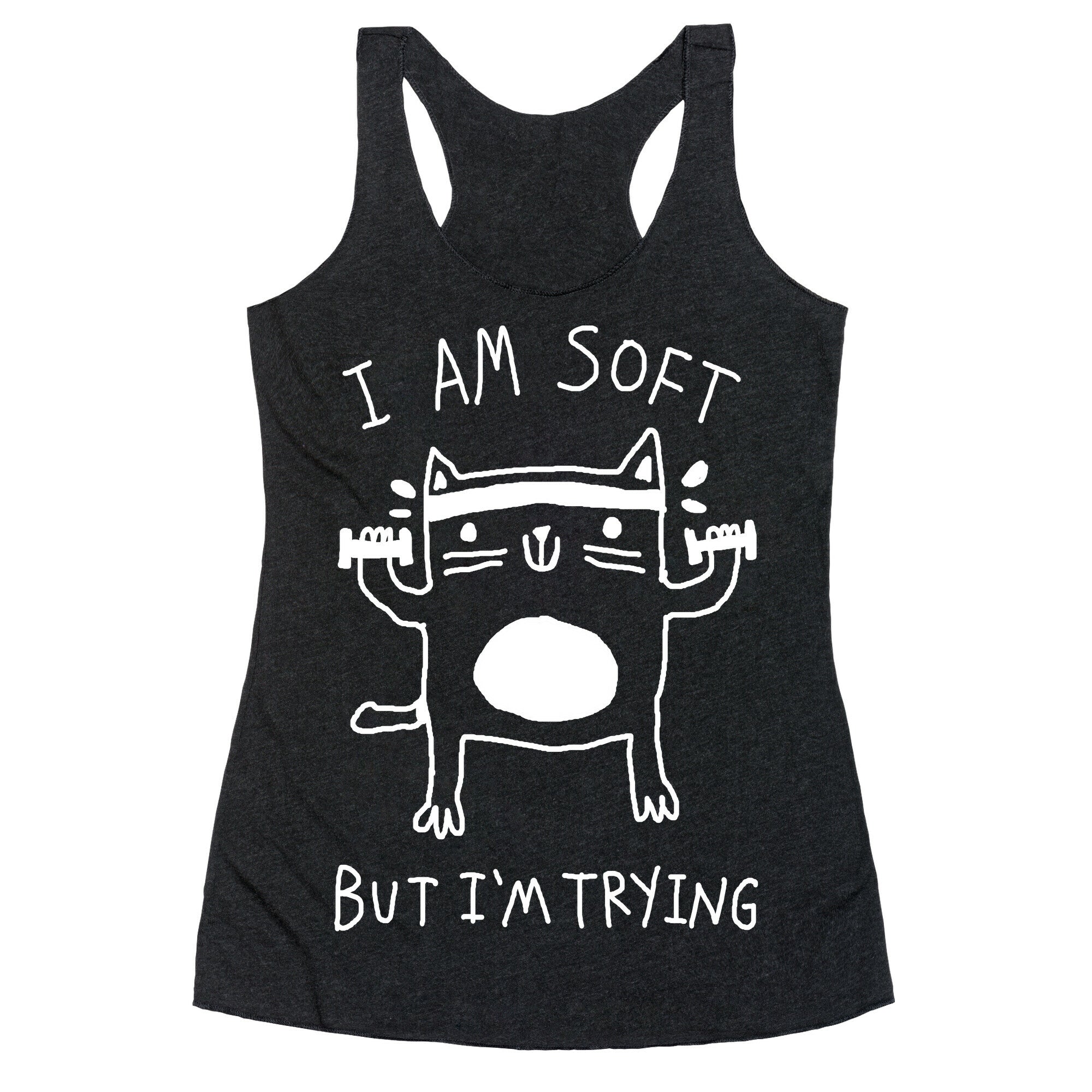 I'm Soft But I'm Trying Gym Cat Racerback Tank