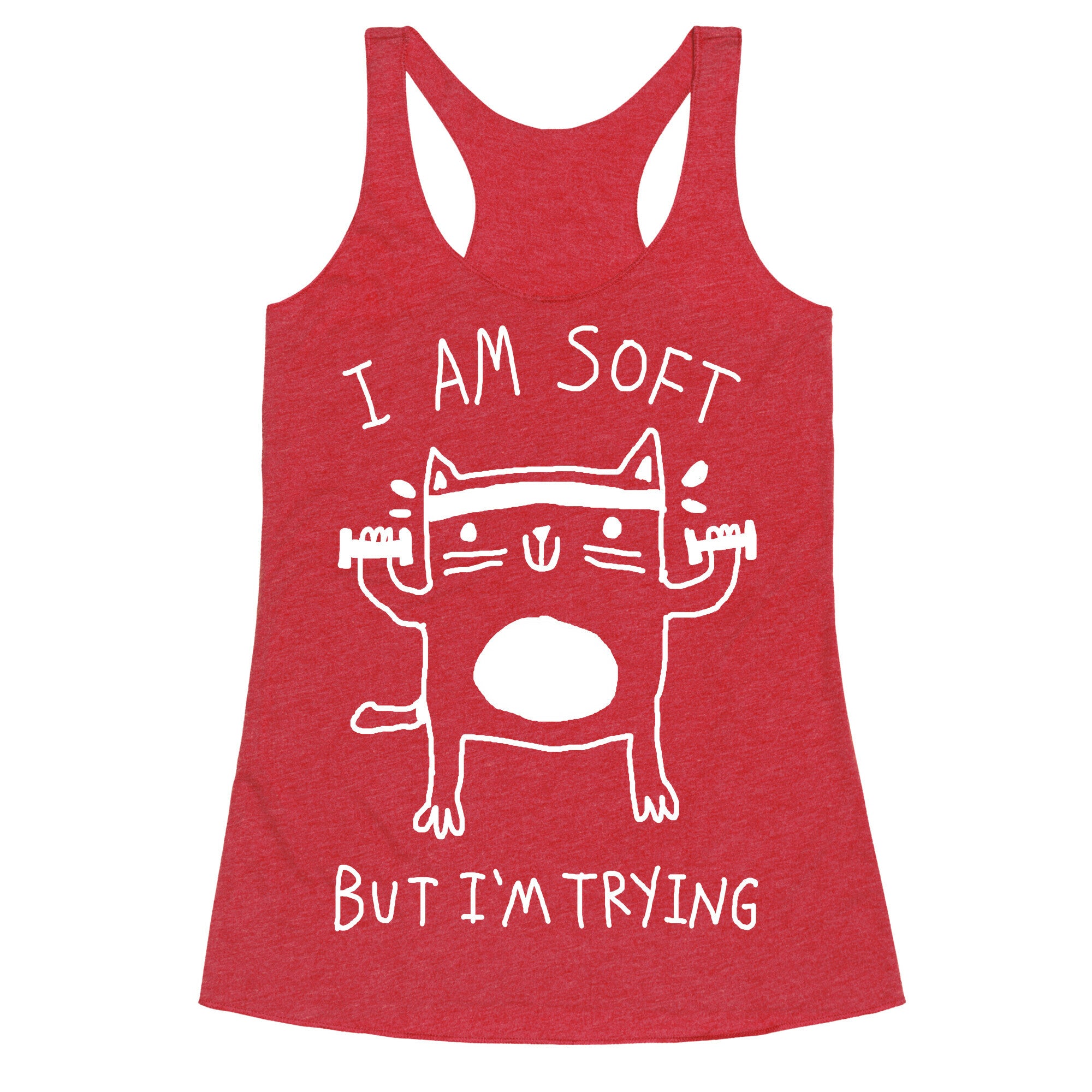 I'm Soft But I'm Trying Gym Cat Racerback Tank