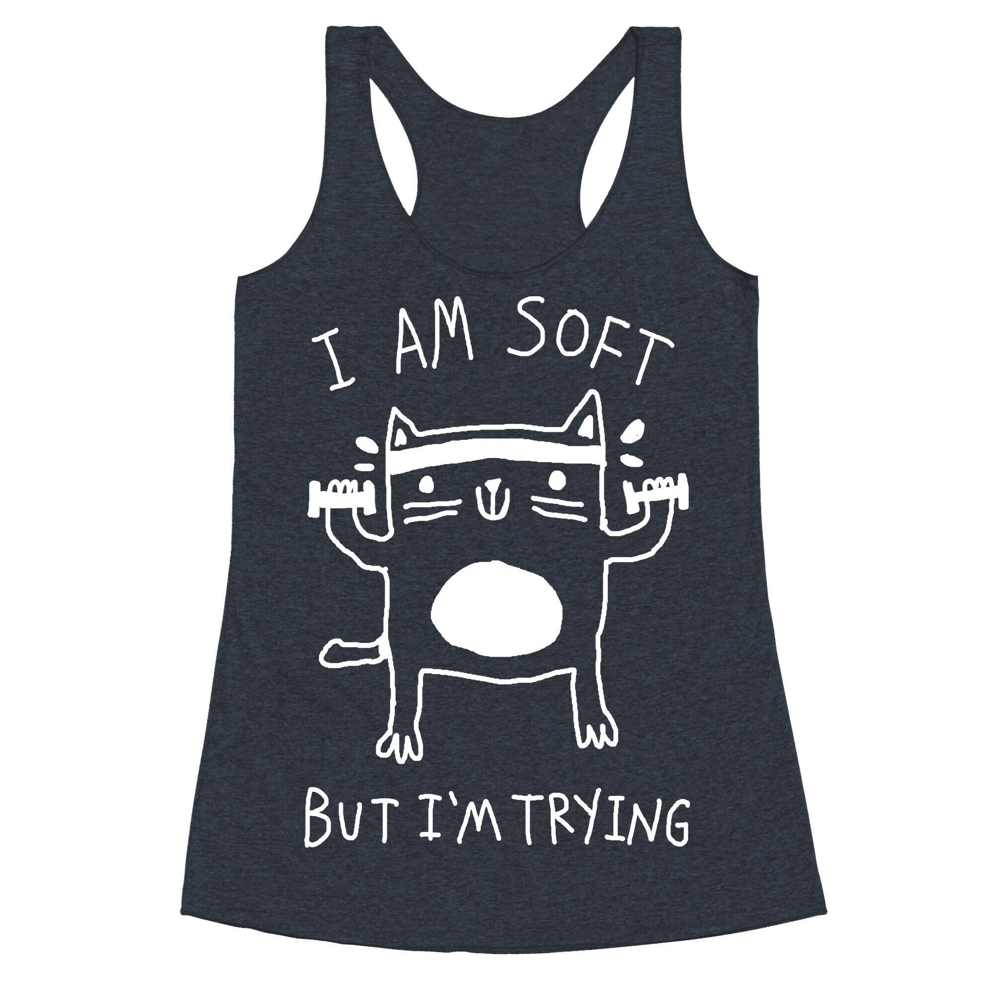 I'm Soft But I'm Trying Gym Cat Racerback Tank