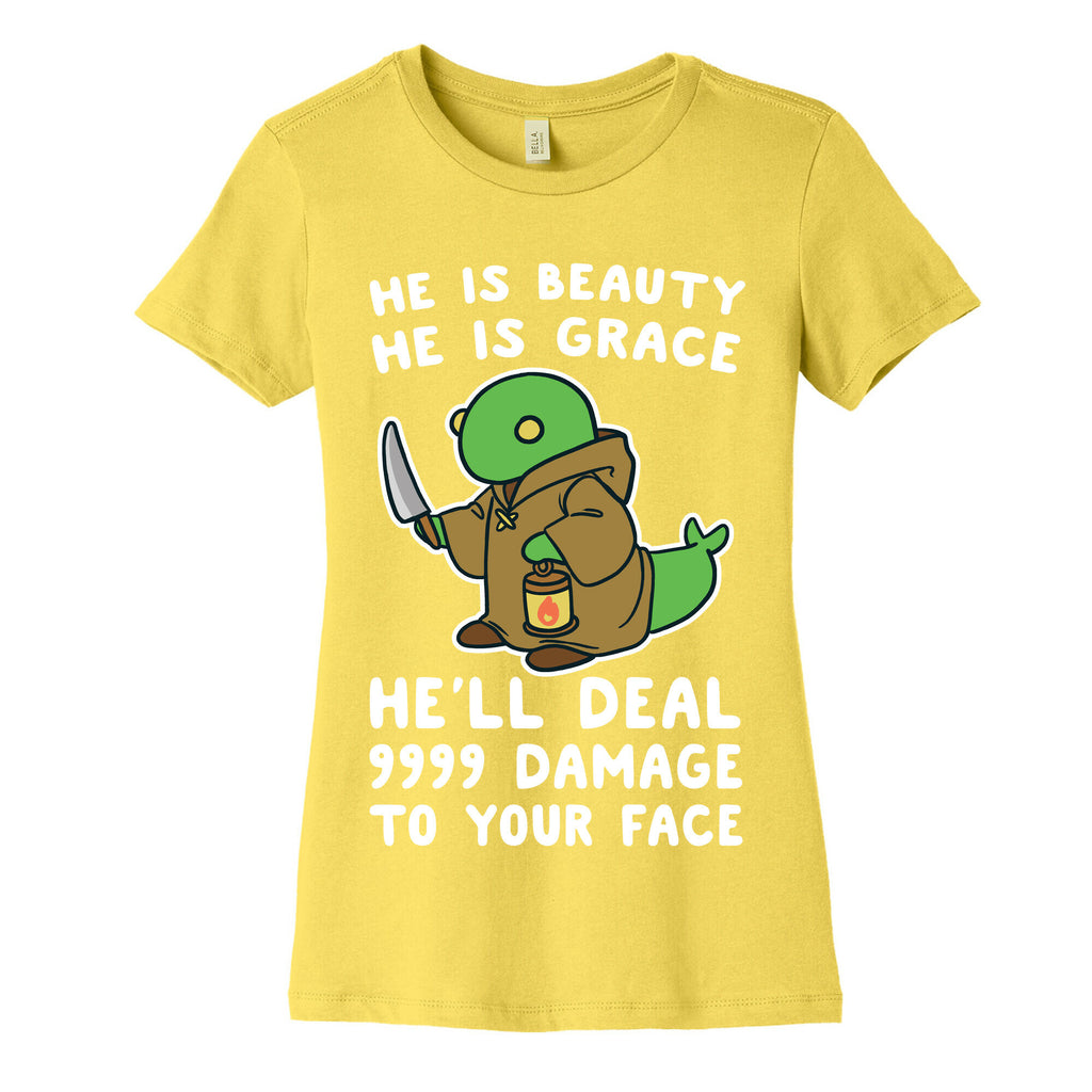 He is Beauty, He is Grace, He'll Deal 9999 Damage to your Face - Tonberry Women's Cotton Tee