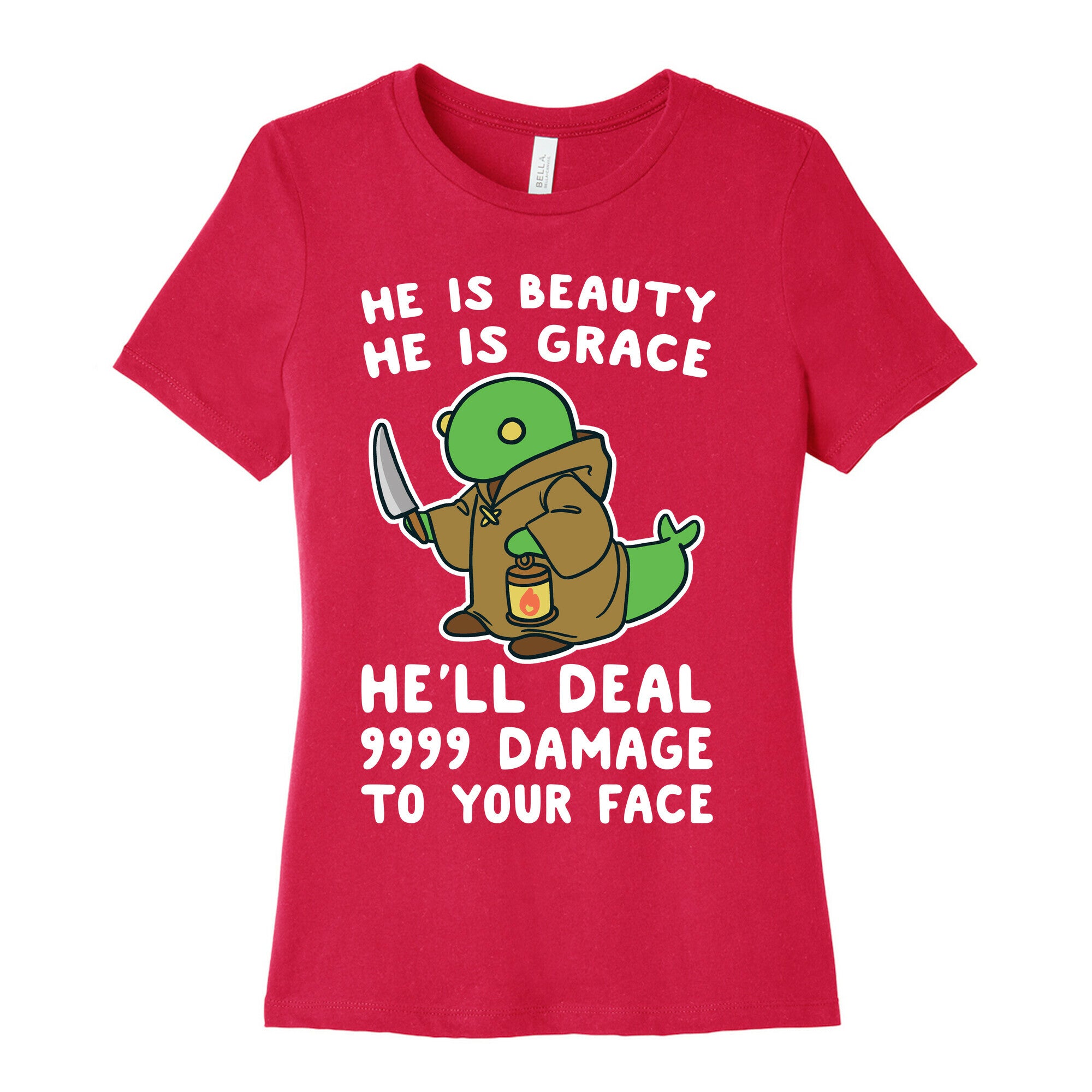 He is Beauty, He is Grace, He'll Deal 9999 Damage to your Face - Tonberry Women's Cotton Tee