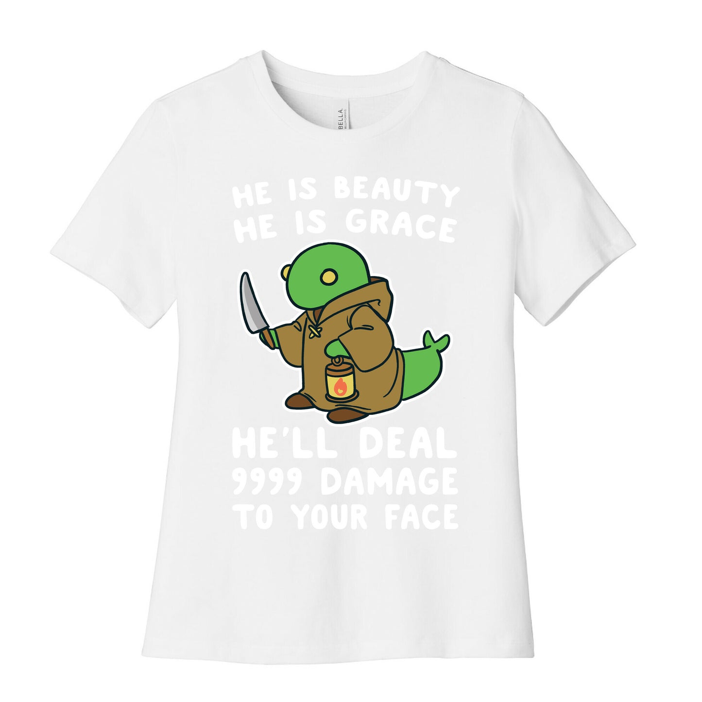 He is Beauty, He is Grace, He'll Deal 9999 Damage to your Face - Tonberry Women's Cotton Tee