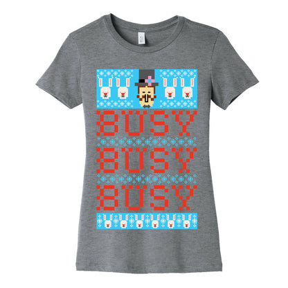 Busy Busy Busy Frosty Ugly Sweater Women's Cotton Tee