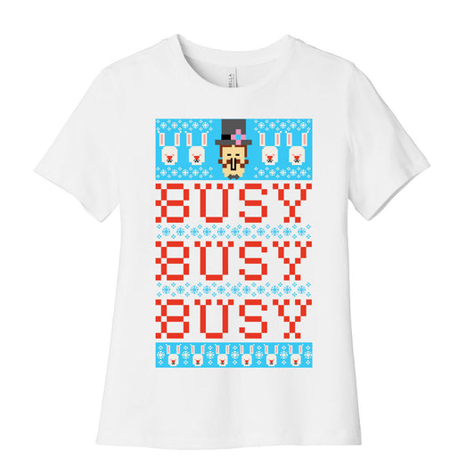 Busy Busy Busy Frosty Ugly Sweater Women's Cotton Tee